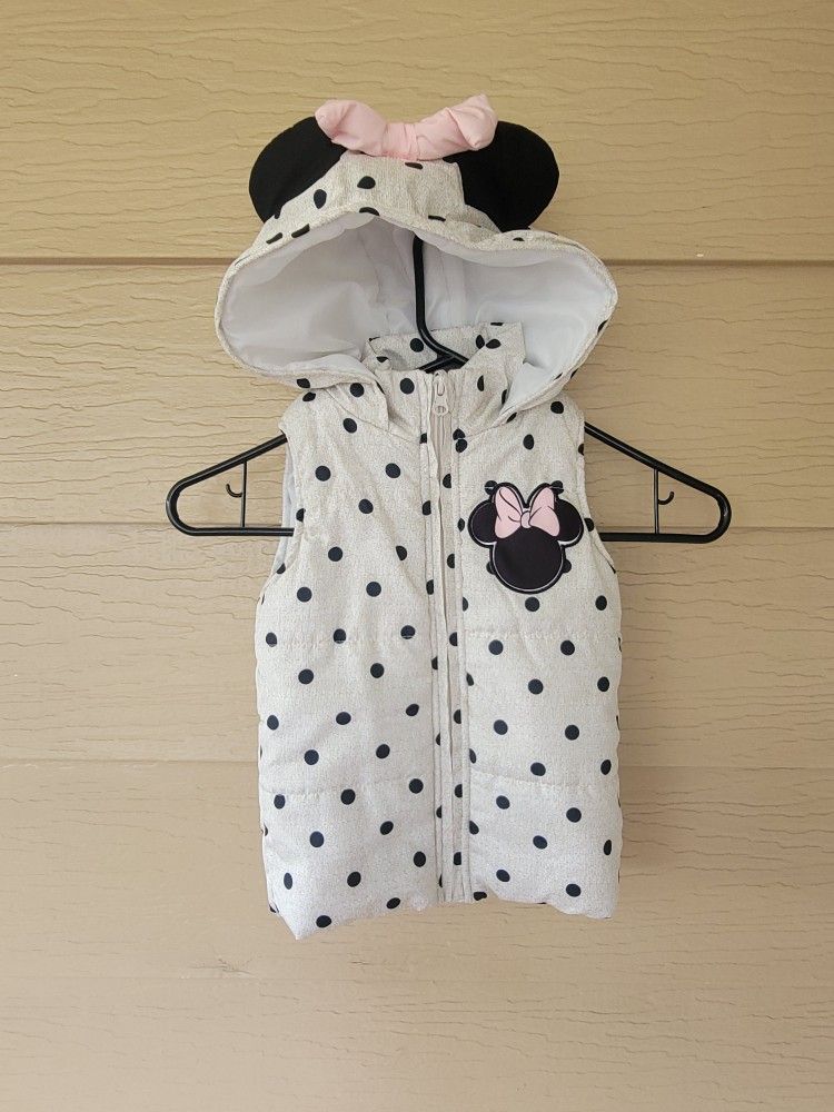 GIRLS HOODIE MINNIE MOUSE VEST SIZE 3T IN GREAT CONDITION