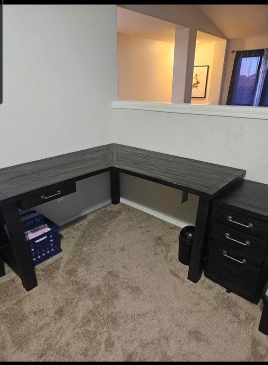 Corner Desk and Filing Cabinet