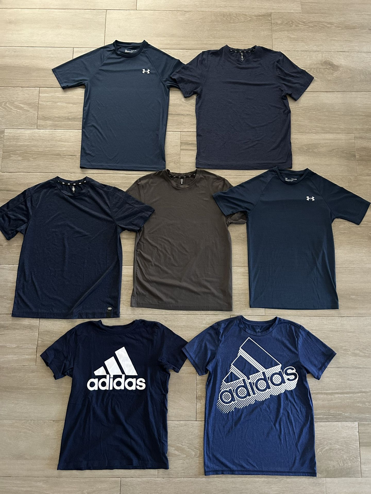Adidas Under Armour Clothing Boys L Lot 8 pieces Shirts Mens XS S Navy Blue Black