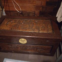 Custom Vintage Wooden Carved Chest