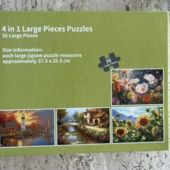 4 Pack of 36 large piece Puzzles For Seniors
