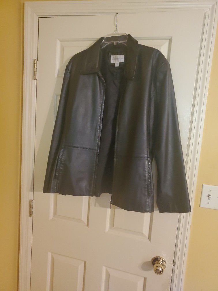 Women Leather Jacket Black Worthington