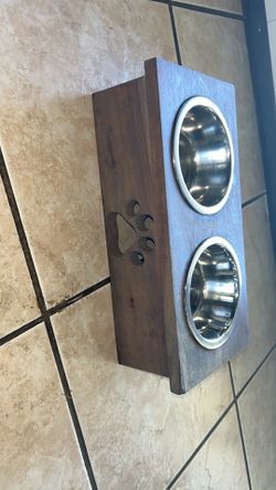 Wooden double dog feeder(small)