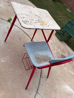 Vintage Kids School Desk and Chair Set