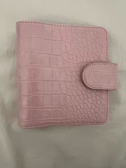 Pink Croc-Embossed Leather Planner Binder