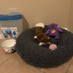 Dog Bed, Toys , Food Bowl, Storage 
