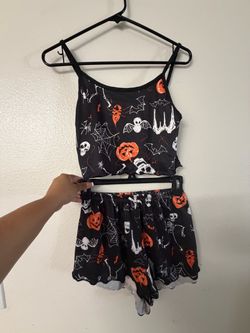 Halloween Two-Piece Crop Top and Shorts Set