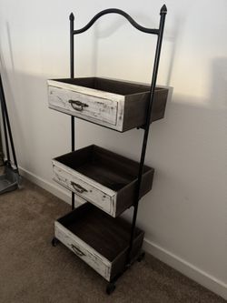 Wooden storage shelves