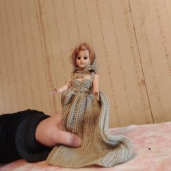 Vintage Sleepy Eye Plastic Doll with Crochet Dress