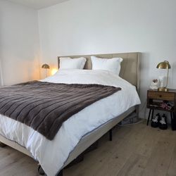 Bed FRAME, Mattress And Nightstands