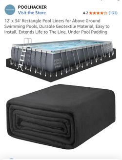 Poolhacker 12x34 Rectangle Pool Liner For Above Ground Pools Durable Geotextile Material NEW IN BOX 