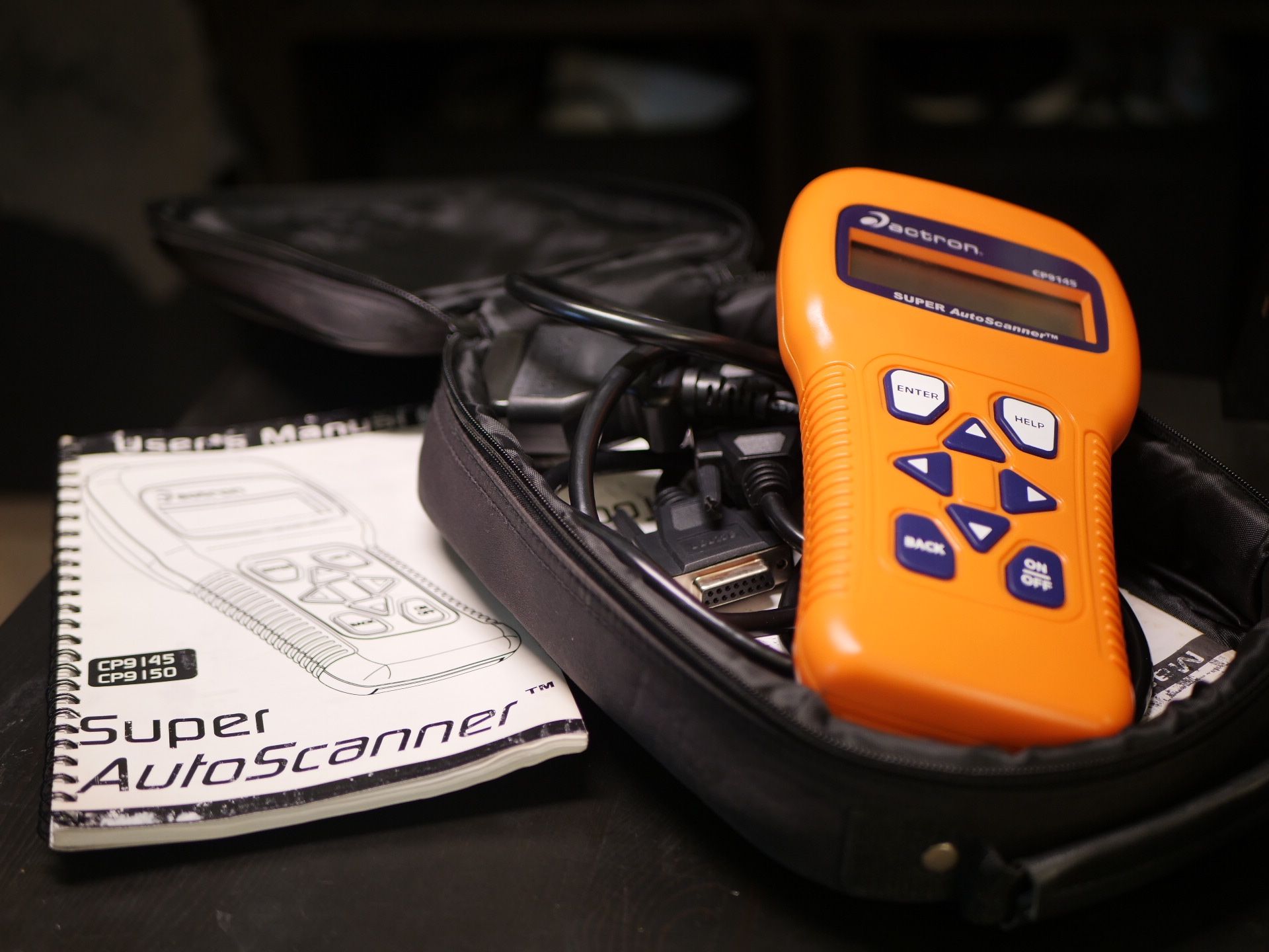 Super Auto Scanner - Actron CP9145, Connector, Cable Extender, Manual and Carrying Case
