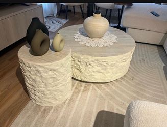 2 Beautiful white Marble grain table set (2)