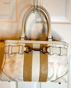 Coach Optic Signature Stripe Gallery Bag Carryall Shoulder Bag