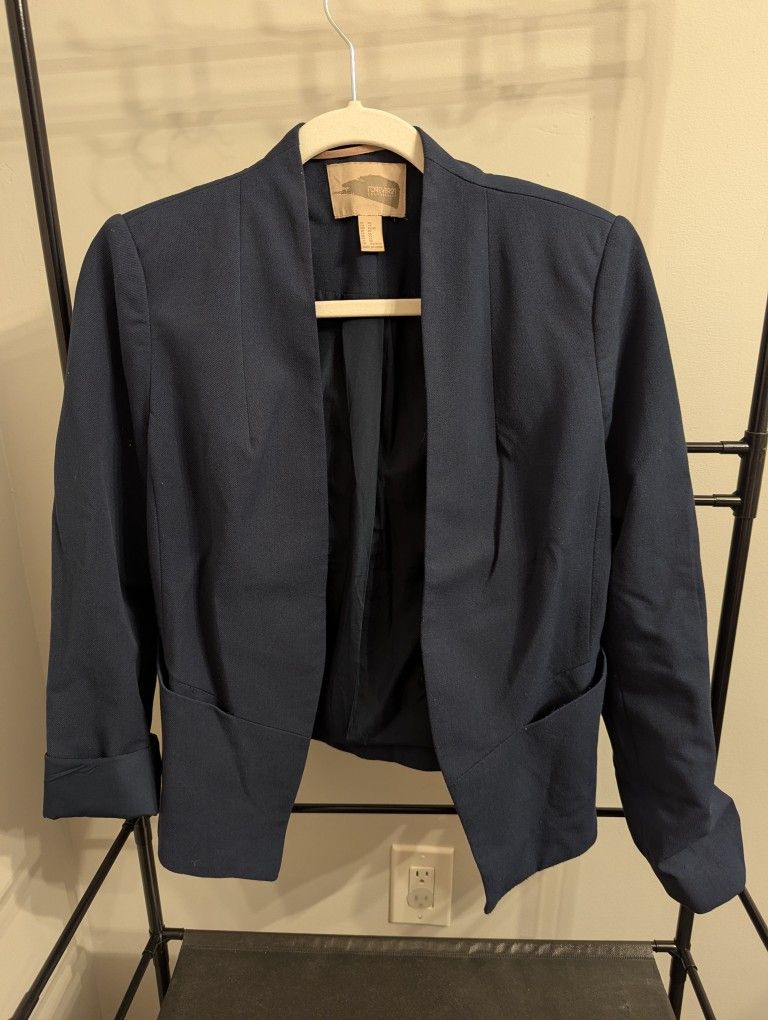 Navy Blue Blazer Work Pockets
