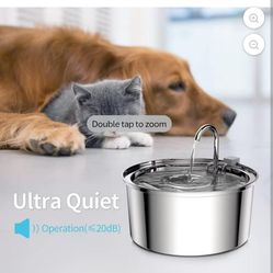 Stainless Steel Cat Drinker, Waterfall Cat Water Bowl, 2L/67OZ Ultra-Quiet Kitty Spout Smart Constant Temperature for Cats, Dogs, Other Pets