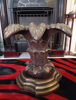 Vintage Handcrafted Bronze Palm Leaf Table Base 20"x23" Bronze-Coated Wood