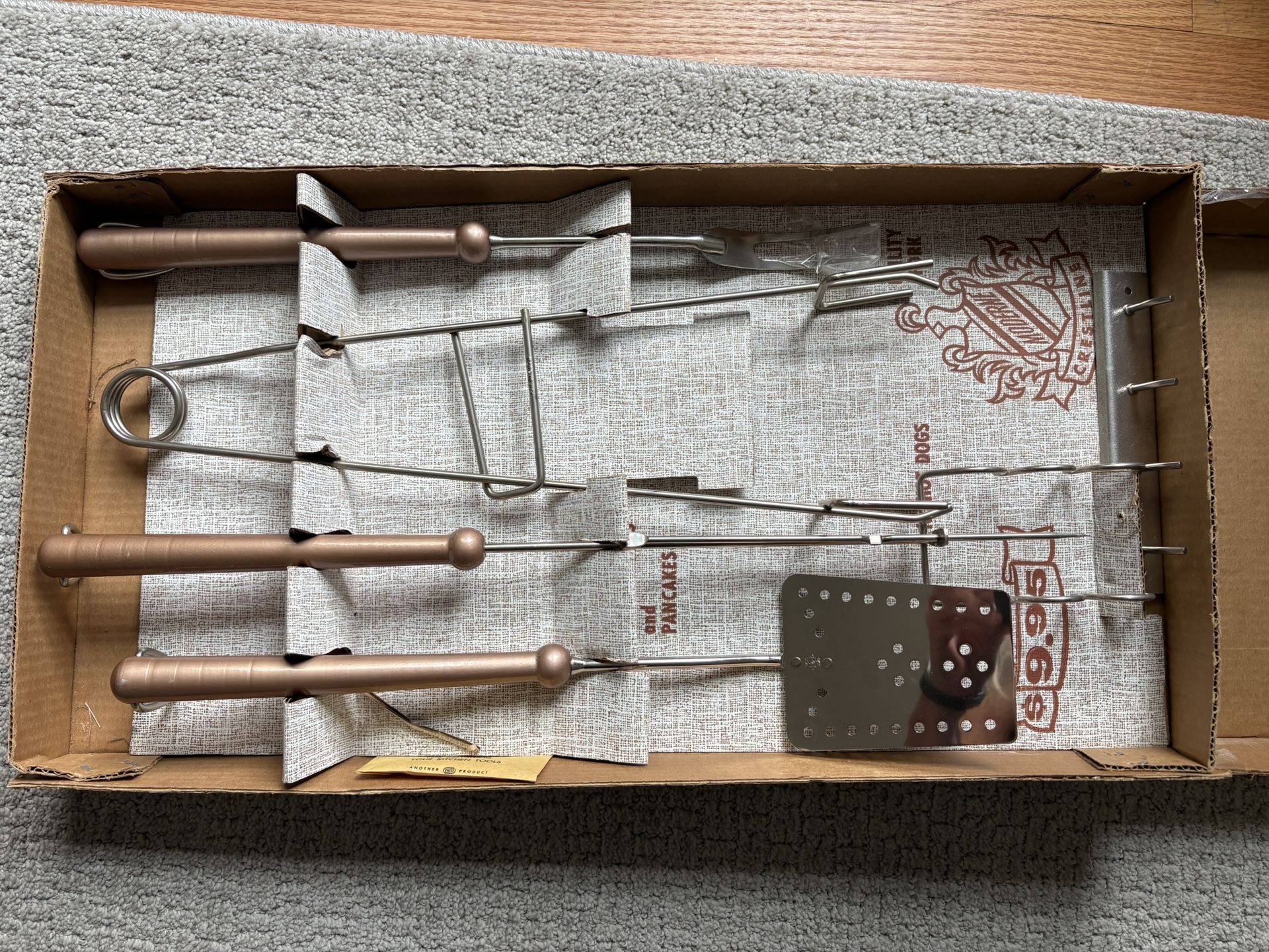 Vintage New Crestline Copper tone BBQ tool Set