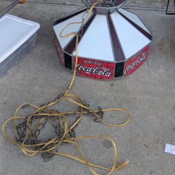 Vintage Coca Cola Stained Glass Hanging Light with chain