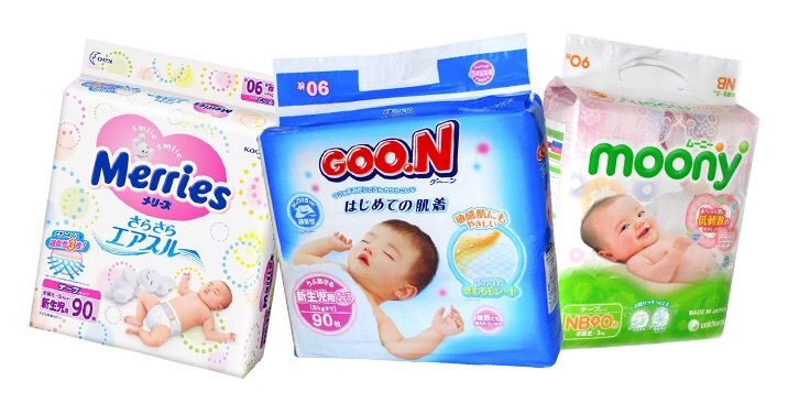 Merries, Moony, Goon, Japanese diapers