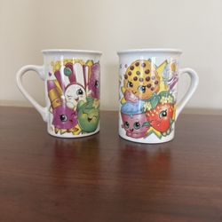 Two 2016 Shopkins 10 Oz.  White Ceramic Coffee Mug Cup by Frankford Candy LLC 