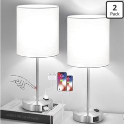 🔥 NEW Touch Lamps (2) w/ USB + Outlet – $40 STEAL! MUST GO TODAY! 💡
