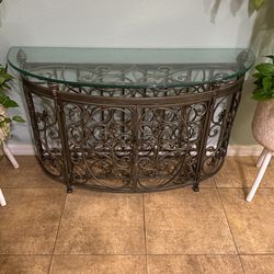 Wrought Iron & Glass Wine Rack