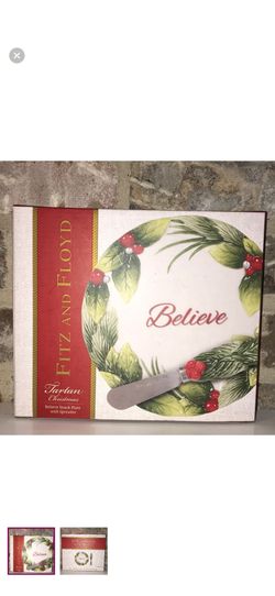 fitz and floyd believe snack plate with spreader