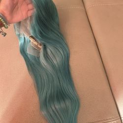 100% Human Hair 30 Inch Turquoise Wig 