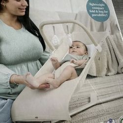 NEW Baby Delight Alpine Organic Deluxe Portable Bouncer Organic Oat New, Open Box, Missing Carrying Bag