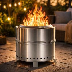 ❤️‍🔥 19.3 Inch Outdoor Stainless Steel Smokeless Bonfire with Carrying Bag,