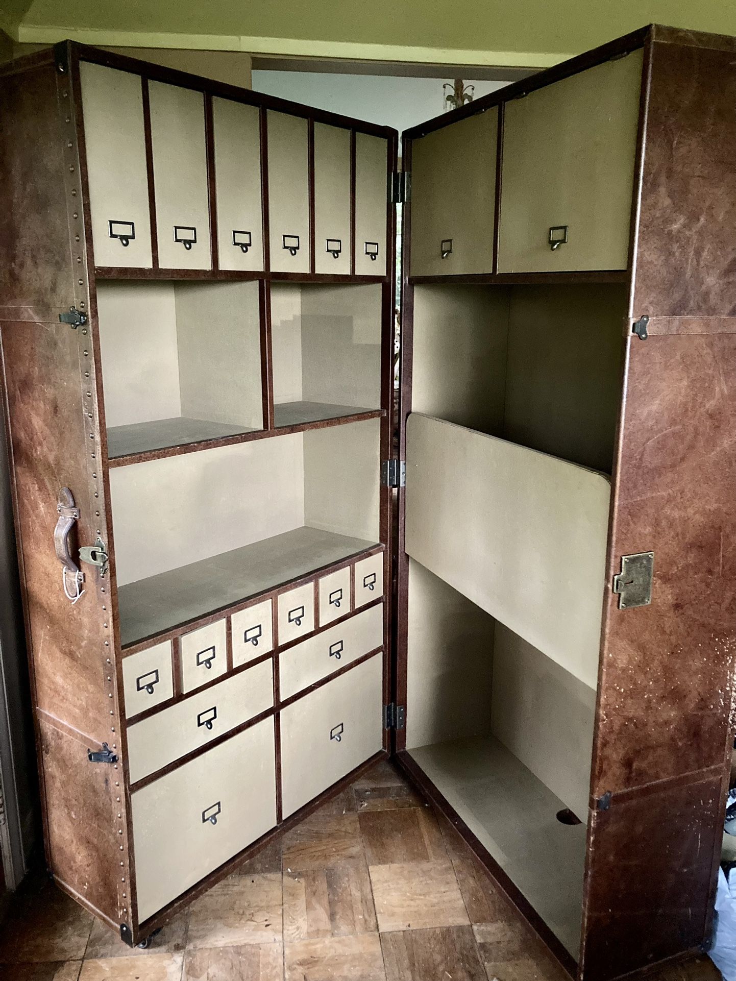 Restoration Hardware Cigar Leather Steamer Secretary
