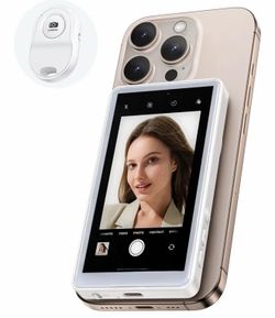 Brand new Selfie Monitor Screen for iPhone Magnetic Mount Vlog Live Stream Rear Connection with Remote Control, Compatible with iPhone and Samsung.