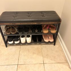 Padded Storage Bench Shoe Rack