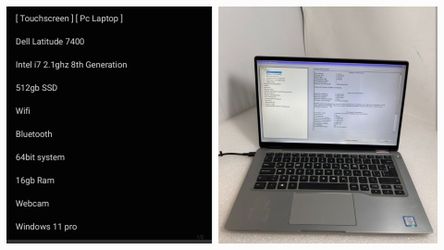 [ Touchscreen ] [ Pc Laptop ] Dell Latitude 7400 Intel i7 2.1ghz 8th Generation Series 16gb ram Webcam 512gb SSD Windows 11 pro