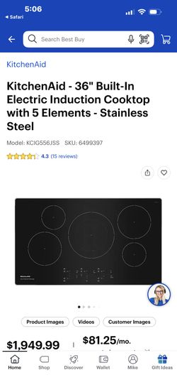 NEW KITCHEN AID 36”❤️ INDUCTION ❤️ 5 ELEMENTS ELECTRIC COOKTOP WITH A 3 YEAR EXTENDED WARRANTY FULLY TRANSFERABLE 12/7/25. 