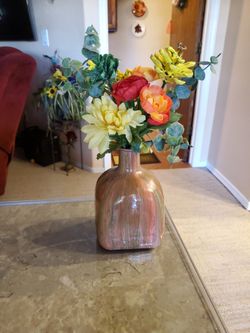 Hand-painted acrylic pour Patron bottle Orange green stripe