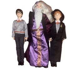 Harry Potter Dolls Mattel Harry Dumbledorf Ron Set Of 3 Moveable
