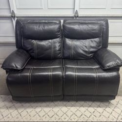 Black Leather Reclining Loveseat