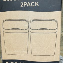 Trash Can With Lid, Automatic Small Smart Garbage Can Touchless Slime Motion Sensor Waterproof Plastic Bin  2 Pack 2.7 Gallon Brand New Never Open 