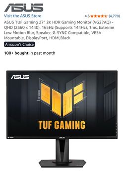 ASUS TUF Gaming 27" 2K HDR Gaming Monitor (VG27AQ)