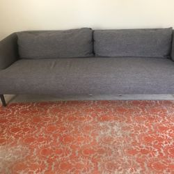 CB2 Gray TWEED TWILL MID CENTURY MODERN COUCH SOFA