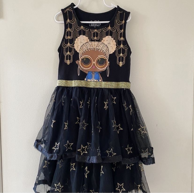 Lol Surprise Dolls Stylish Black & Gold Dress - Size 7/8 - Gently Used - Great Condition