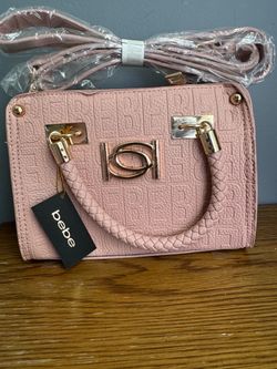 Bebe pink and gold leather mini purse