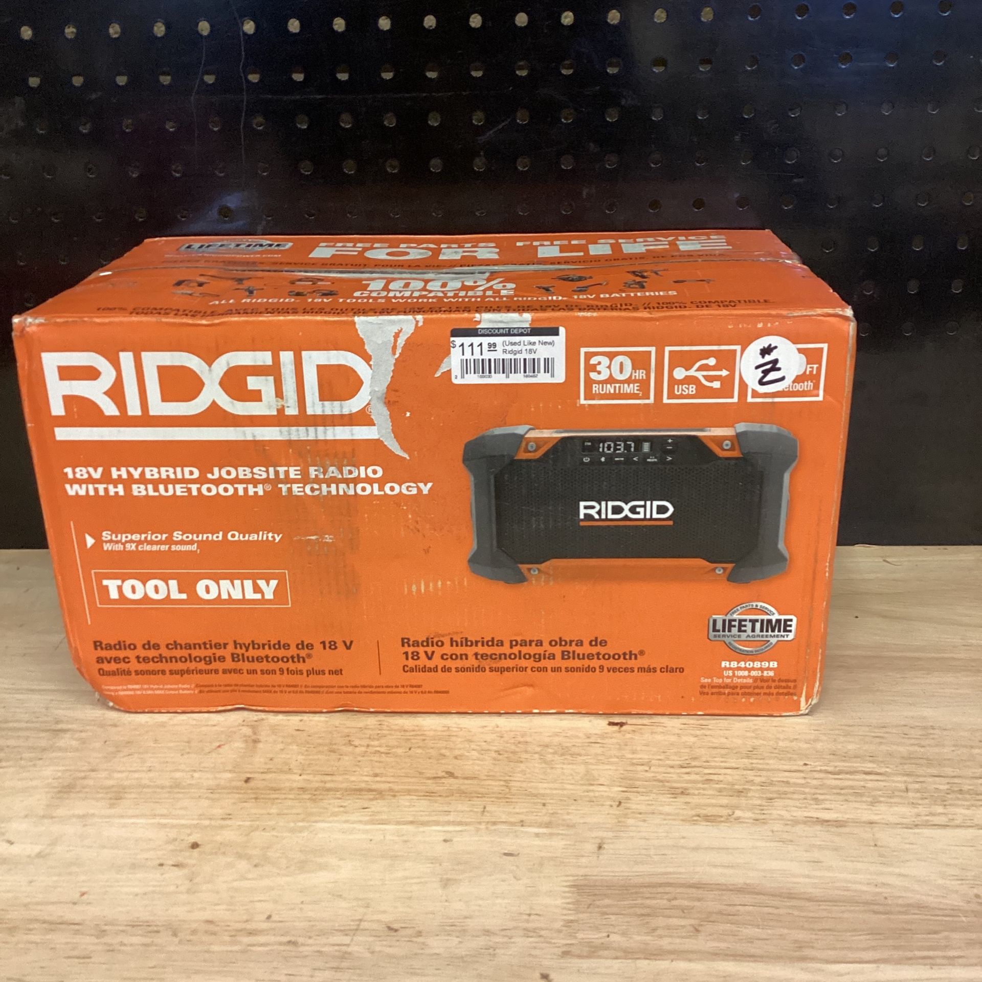 RIDGID 18V Hybrid Jobsite Radio with Bluetooth Technology (Tool Only)