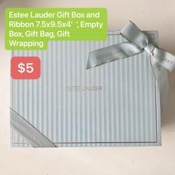 Estee Lauder Gift Box and Ribbon 7.5x9.5x4'', Empty Box, Gift Bag, Gift Wrapping