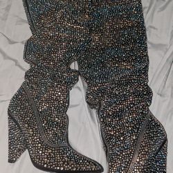 Beautiful Western Style Crystal Boots