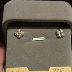 Solid 925 Silver With Rainbow Moissanite Stones