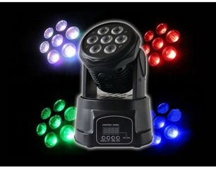 Mini Moving Head LED RGBW DMX de 7 LEDs para DJ, Eventos y Fiestas