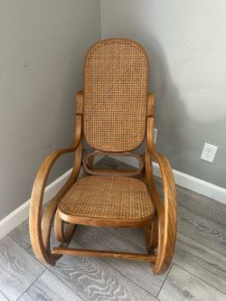 Vintage Mid Century Bentwood Cane Thornet-Style Rocking Chair Rattan